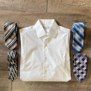 Van Heusen Button Down Long Sleeve Dress Shirt with 4 Ties LOT